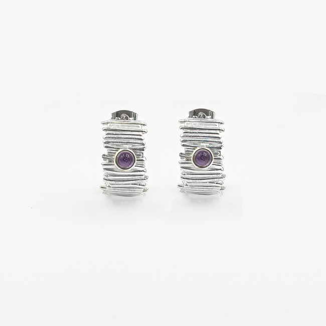 Silver earrings with amethyst