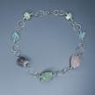 Серебряное колье с камнями плиорит, розовый кварц, аметист